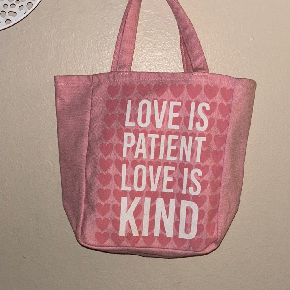 Pink Tote Bag with Heart Design